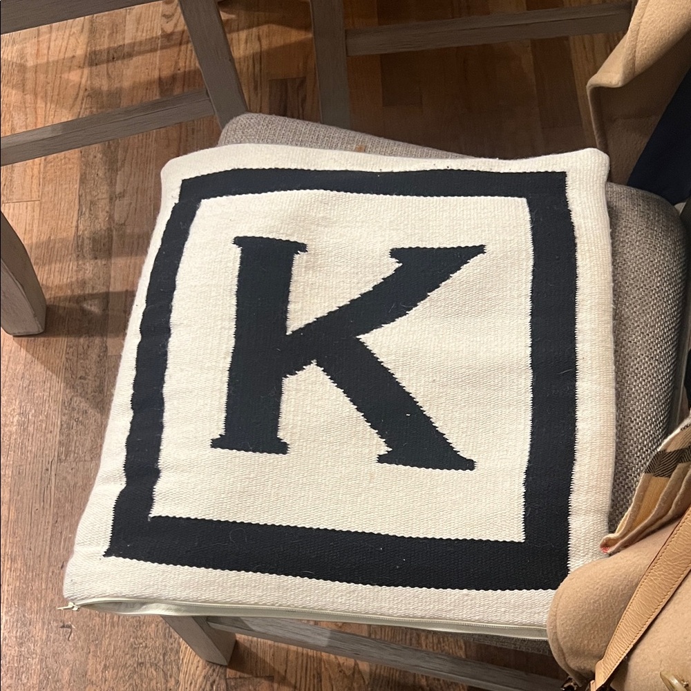 🔥🔥🏠🪵 Jonathan Adler Pair of Monogram Pillow’s Letter K - 16” x 16”